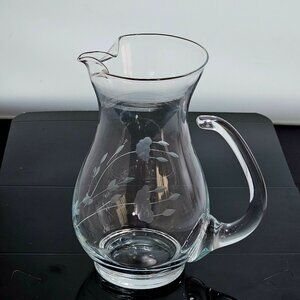 Princess House Heritage Pitcher 6.5" Ice Lip Crystal etched floral vtg romance